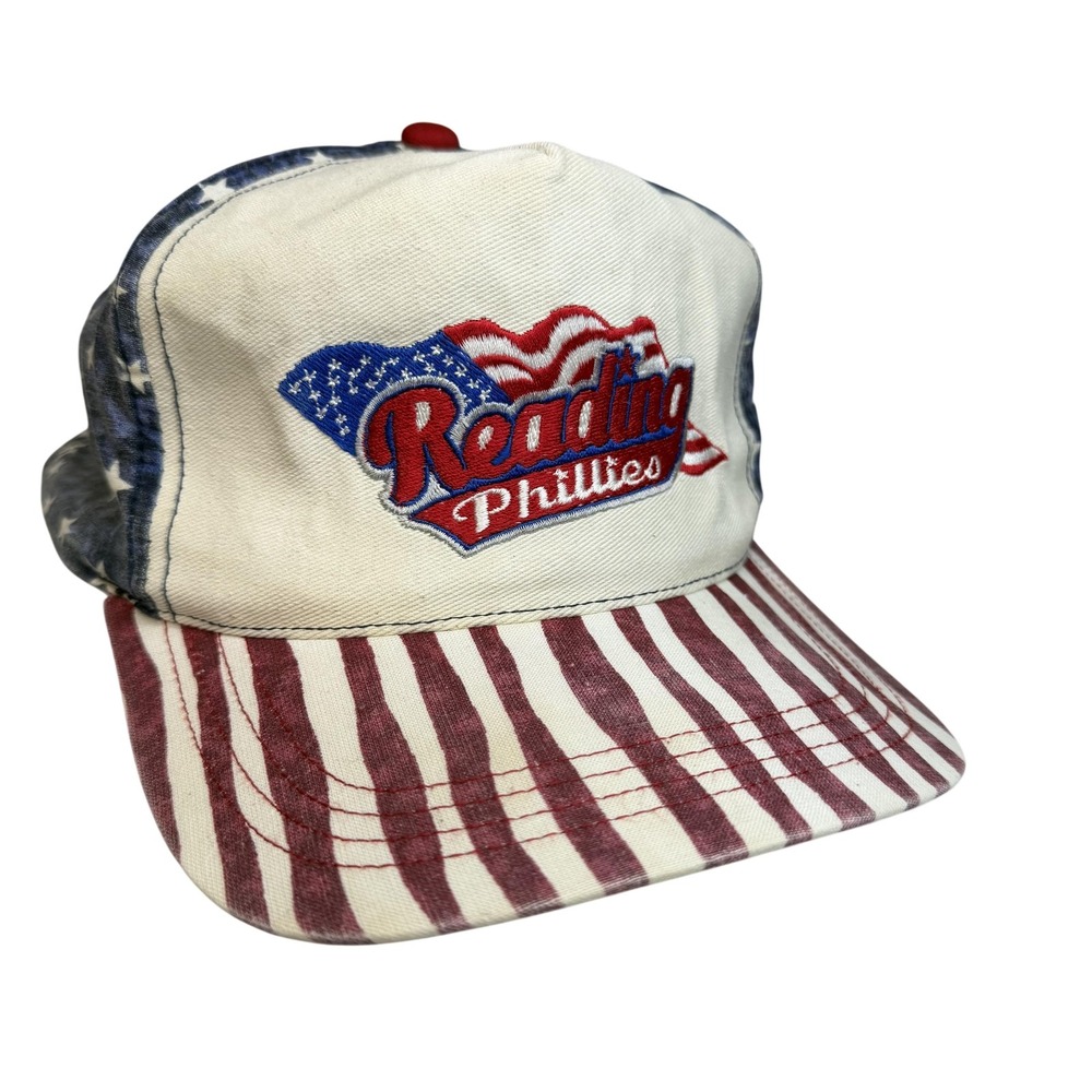 Reading Fightin Phils Hat Cap Snap Back Mens One Size USA Flag Stars Baseball